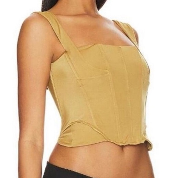 NWT $128 FREE PEOPLE x HAH Knock Out Corset boudoir Top Size Small Shroom Gold S - Picture 4 of 14